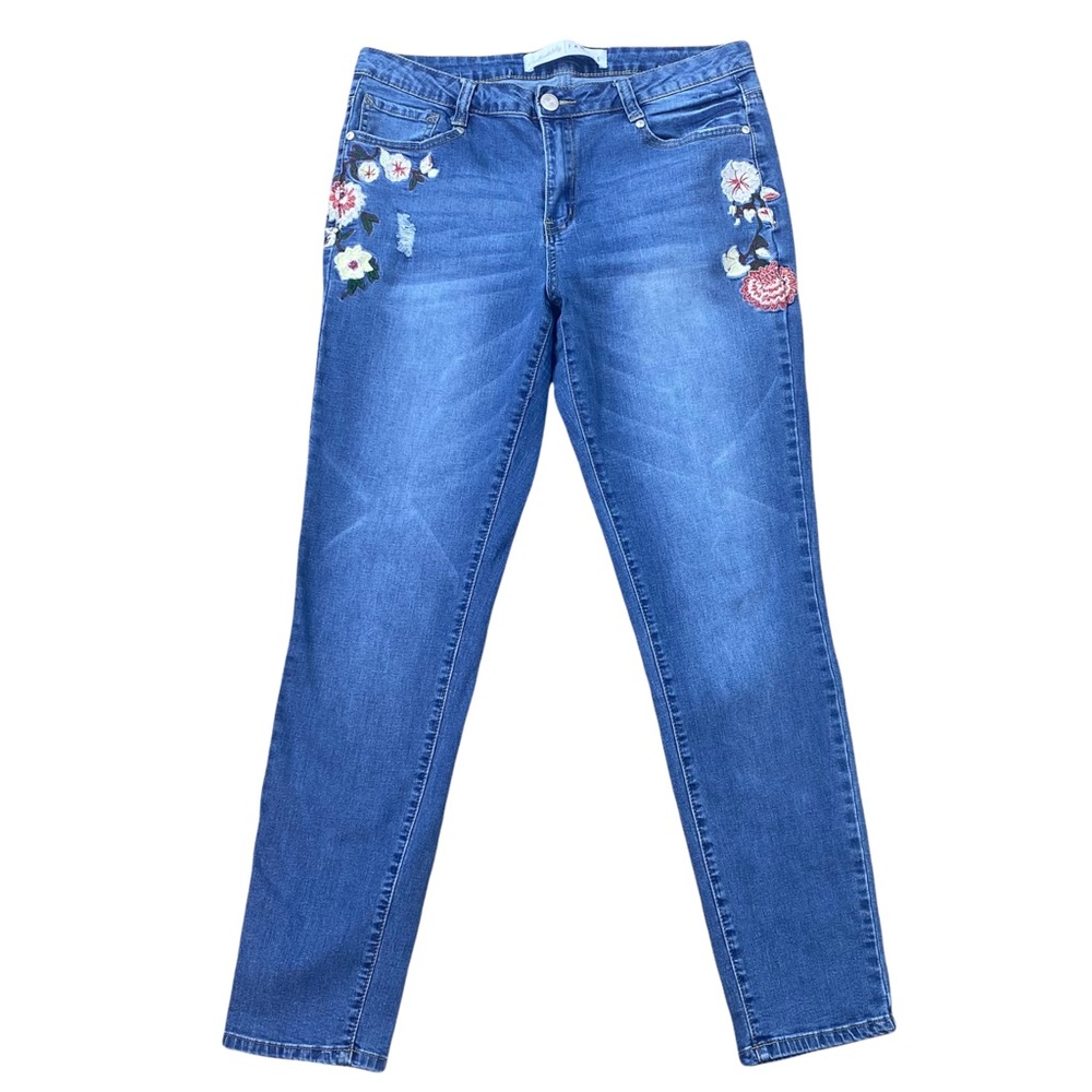 Absolutely Famous floral embroidered jeans size 12
